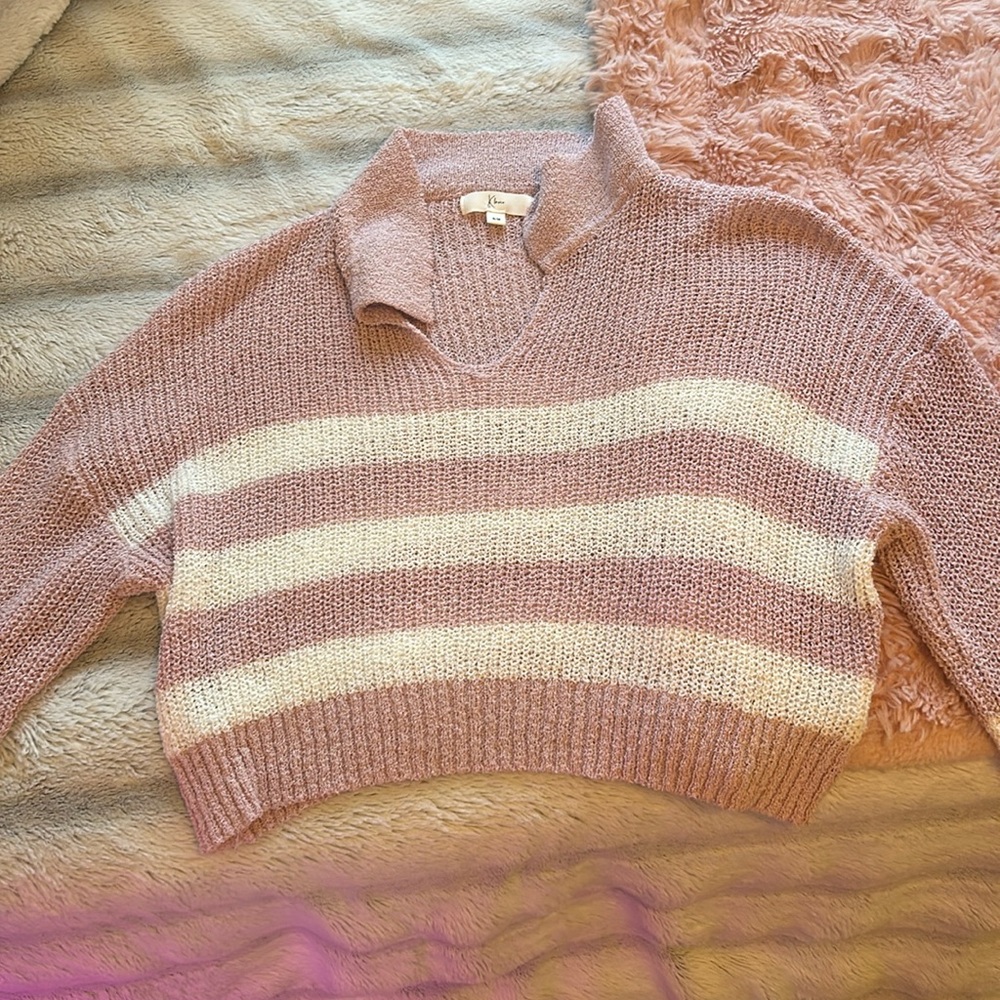 Pink Striped Long Sleeve Sweater